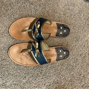 Jack Rogers Navy and Gold Sandals
